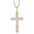 Brilliant Embers Sterling Silver Gold-tone & CZ Cross w/ 2in ext Necklace, 20 mm