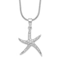 Brilliant Embers Sterling Silver Rhodium-plated 31 Stone 18 inch Micro Pav‚ CZ Starfish Necklace with 2 Inch Extender, 18 mm