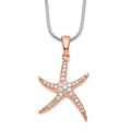 Brilliant Embers Sterling Silver Rose-tone Flash Rose Gold-plated 31 Stone 18 inch Micro Pav‚ CZ Starfish Necklace with 2 Inch Extender, 18 mm