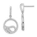 Brilliant Embers Sterling Silver Rhodium-plated 128 Stone Micro Pav‚ CZ Wing Dangle Post Earrings