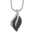 Brilliant Embers Sterling Silver Rhodium-plated 103 Stone 18 inch Black Spinel Micro Pav‚ CZ Leaf Necklace with 2 Inch Extender, 18 mm