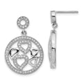 Brilliant Embers Sterling Silver Polished CZ Heart Circle Post Dangle Earrings, 28.5 x 18.8 mm
