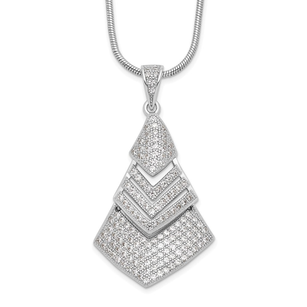Brilliant Embers Sterling Silver Rhodium-plated 153 Stone 18 inch Micro Pav‚ CZ Necklace with 2 Inch Extender, 18 mm