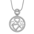 Sterling Silver Rhod-Plated CZ Brilliant Embers Polished Heart Necklace, 20 x 22.55 mm