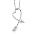 Brilliant Embers Sterling Silver Rhodium-plated 22 Stone 18 inch Micro Pav‚ CZ Arrow Heart Necklace with 2 Inch Extender, 18 mm
