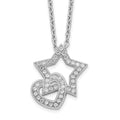 Brilliant Embers Sterling Silver Rhodium-plated 43 Stone 18 inch Micro Pav‚ CZ Heart and Star Necklace with 2 Inch Extender, 18 mm
