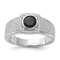Brilliant Embers Sterling Silver Polished CZ & Black Spinel Men's Ring, Size 11