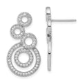 Brilliant Embers Sterling Silver Polished CZ Fancy Circle Post Dangle Earrings, 27.25 x 14.5 mm