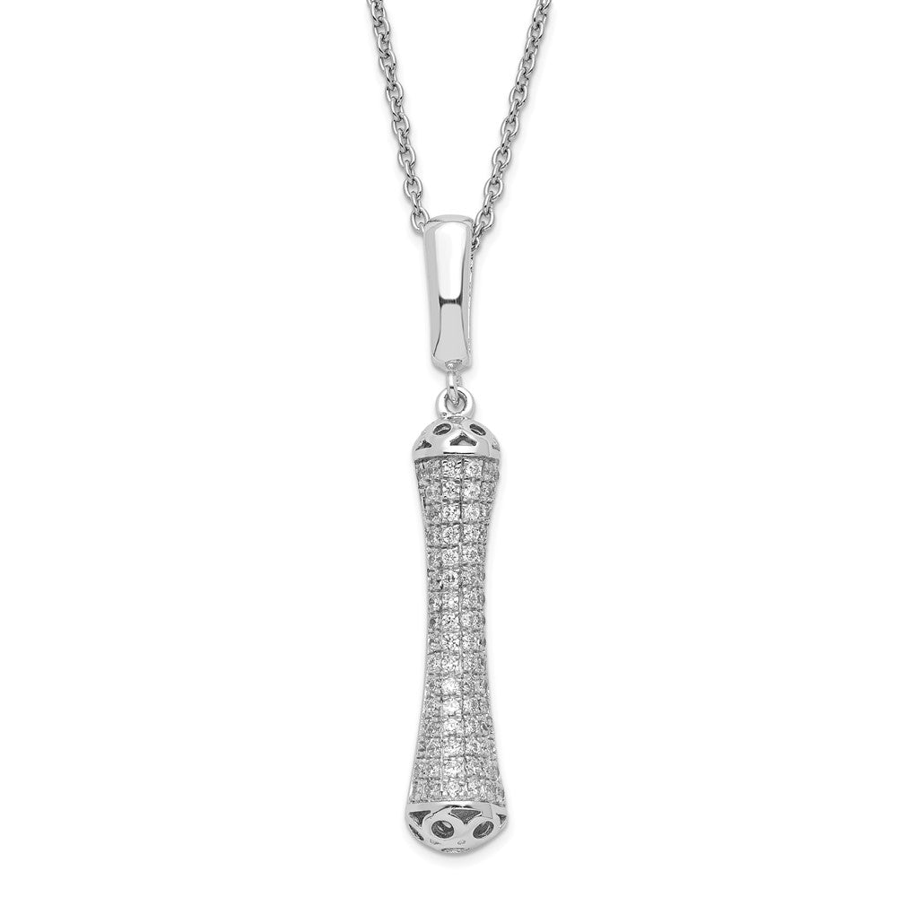 Sterling Silver Rhodium-Plated CZ Brilliant Embers Fancy Necklace, 20 x 6.7 mm