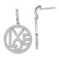 Brilliant Embers Sterling Silver & CZ Love Circle Post Dangle Earrings, 33.15 x 21 mm
