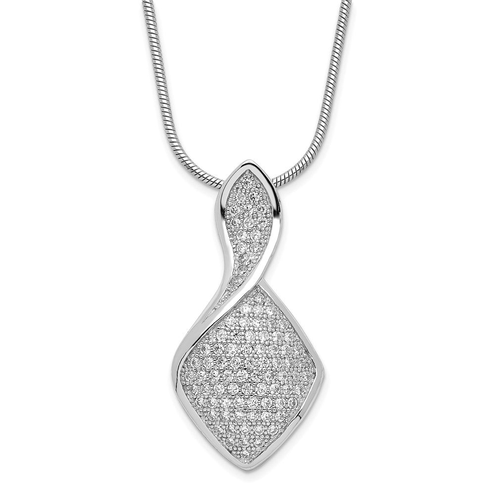 Sterling Silver & CZ Brilliant Embers Fancy Curve Pendant Necklace, 20 x 13.5 mm