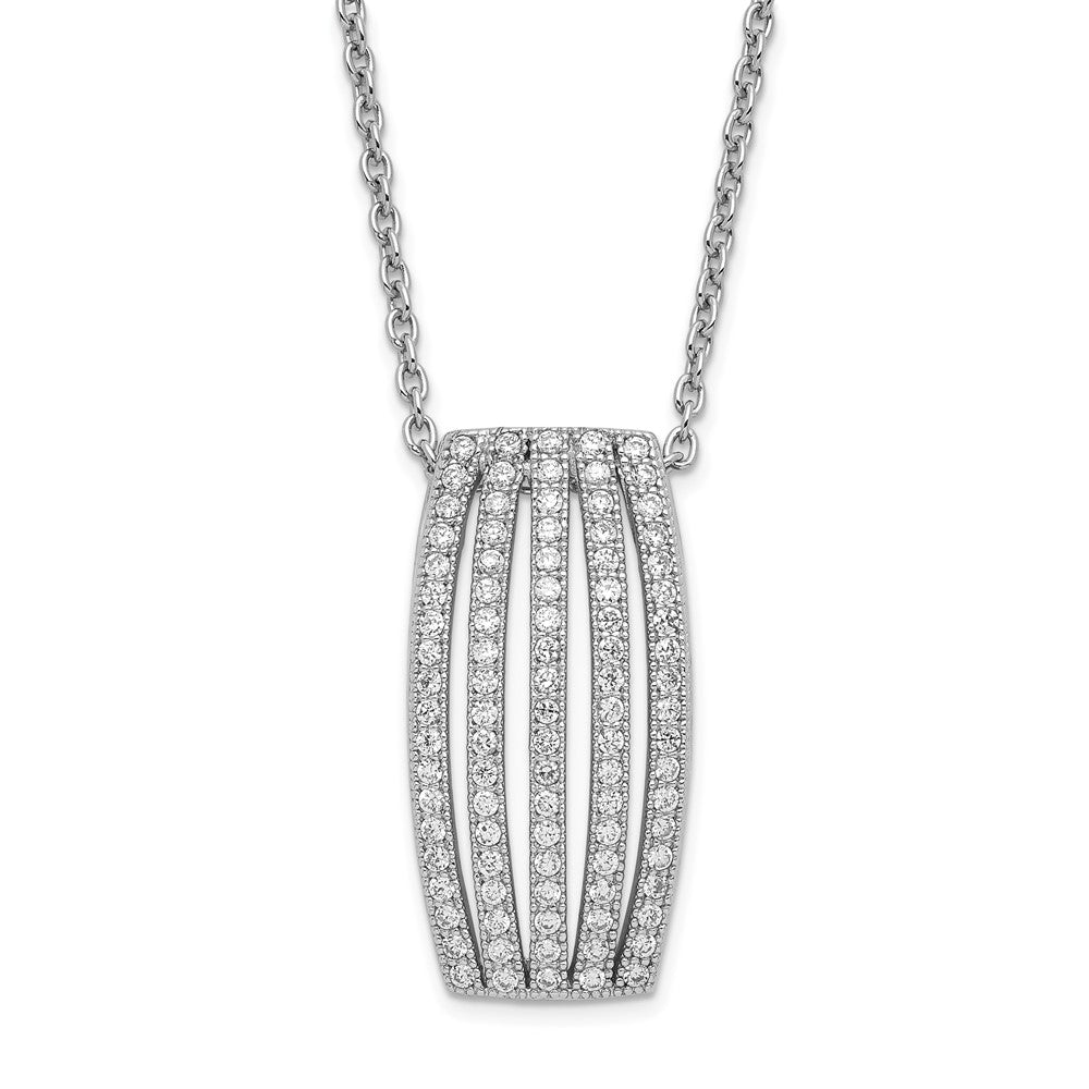 Sterling Silver & CZ Brilliant Embers Polished Fancy Necklace, 20 x 10.9 mm