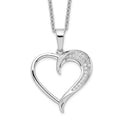 Brilliant Embers Sterling Silver Rhodium-plated 21 Stone 18 inch Micro Pav‚ CZ Polished Heart Necklace with 2 Inch Extender, 18 mm