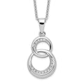 Brilliant Embers Sterling Silver Rhodium-plated 26 Stone 18 inch Micro Pav‚ CZ Polished Circle Necklace with 2 Inch Extender, 18 mm