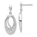Brilliant Embers Sterling Silver Polished CZ Oval Post Dangle Earrings, 28.75 x 11.65 mm