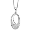 Brilliant Embers Sterling Silver Rhodium-plated 48 Stone 18 inch Micro Pav‚ CZ Oval Necklace with 2 Inch Extender, 20 x 14 mm