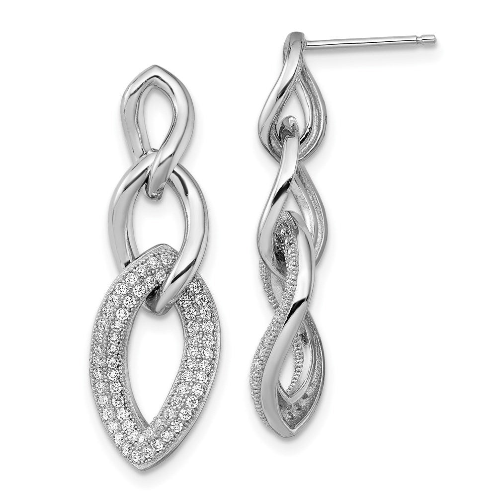 Brilliant Embers Sterling Silver Rhodium-plated 132 Stone Micro Pav‚ CZ Dangle Post Earrings, 29 x 10 mm