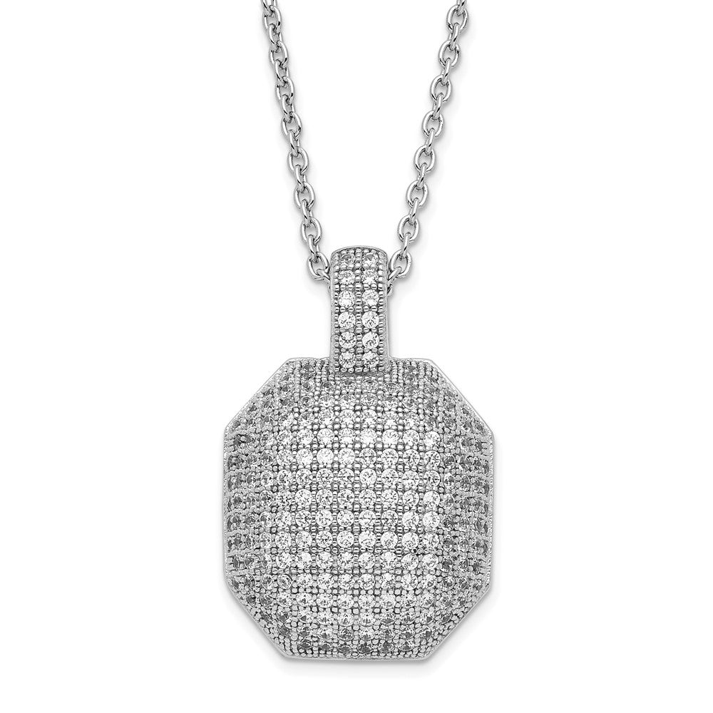 Sterling Silver & CZ Brilliant Embers Polished Fancy Necklace, 20 x 15.7 mm