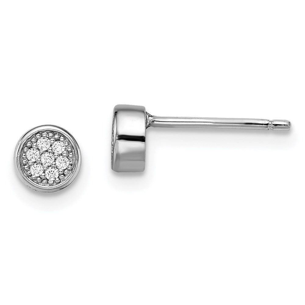 Brilliant Embers Sterling Silver Rhodium-plated 14 Stone Micro Pav‚ CZ Polished Post Earrings, 0.11 ct, 5 x 5 mm