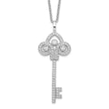 Brilliant Embers Sterling Silver Rhodium-plated 69 Stone 18 inch Micro Pav‚ CZ Polished Key Necklace with 2 Inch Extender, 0.82 ct, 18 mm