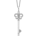 Brilliant Embers Sterling Silver Rhodium-plated 33 Stone 18 inch Micro Pav‚ CZ Polished Key Necklace with 2 Inch Extender, 0.37 ct, 18 mm