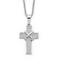 Brilliant Embers Sterling Silver Rhodium-plated 38 Stone 18 inch Micro Pav‚ CZ Polished Cross Necklace with 2 Inch Extender, 18 mm