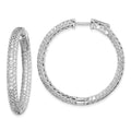 Sterling Shimmer Sterling Silver Rhodium-plated 304 Stone Pav‚ 1.5mm CZ In and Out Round Hinged Hoop Earrings, 36 x 36 mm