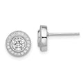 Brilliant Embers Sterling Silver Rhodium-plated 40 Stone Micro Pav‚ Halo CZ Post Earrings, 1.06 ct, 9 x 9 mm