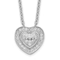 Brilliant Embers Sterling Silver Rhodium-plated 38 Stone 18 inch Micro Pav‚ CZ Heart Necklace with 2 Inch Extender, 18 mm