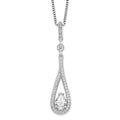 Brilliant Embers Sterling Silver Rhodium-plated 46 Stone 18 inch with 2 inch extender Spring Ring Clasp Micro Pav‚ CZ Teardrop Necklace with 2 Inch Extender, 18 mm