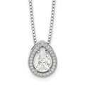 Brilliant Embers Sterling Silver Rhodium-plated 28 Stone 18 inch Halo Micro Pav‚ CZ Teardrop Necklace with 2 Inch Extender, 18 mm