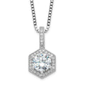 Brilliant Embers Sterling Silver Rhodium-plated 31 Stone 18 inch Micro Pav‚ CZ Hexagon Necklace with 2 Inch Extender, 20 x 10 mm