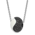 True Fire Sterling Silver White Enamel & CZ Bead Necklace, 20 x 9.6 mm