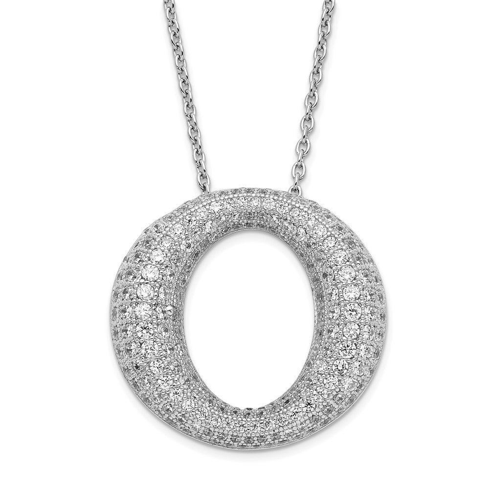 Sterling Silver & CZ Brilliant Embers Circle Necklace, 20 x 24.3 mm