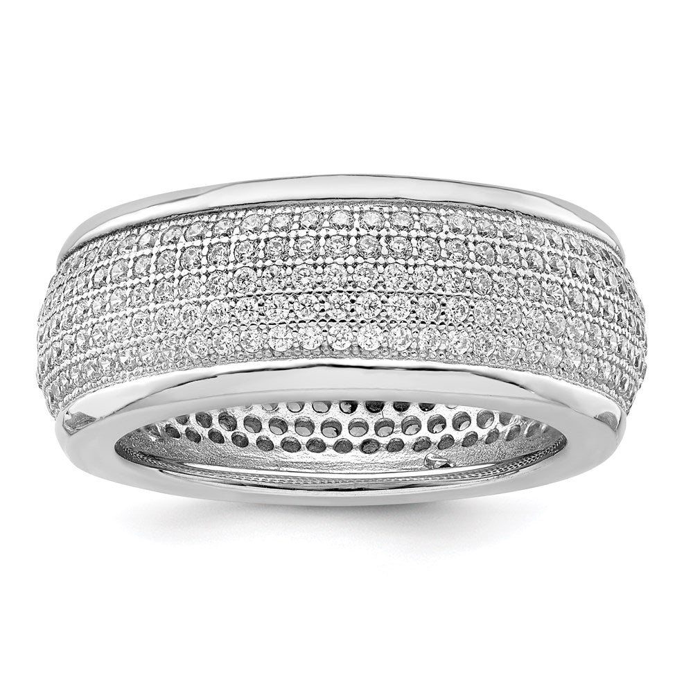 SS Rhodium-Plated CZ Brilliant Embers Ring, Size 7