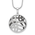 Brilliant Embers Sterling Silver Rhodium-plated 118 stone 18 inch Micro Pav‚ Black and White CZ Necklace with 2 Inch Extender, 20 x 22 mm