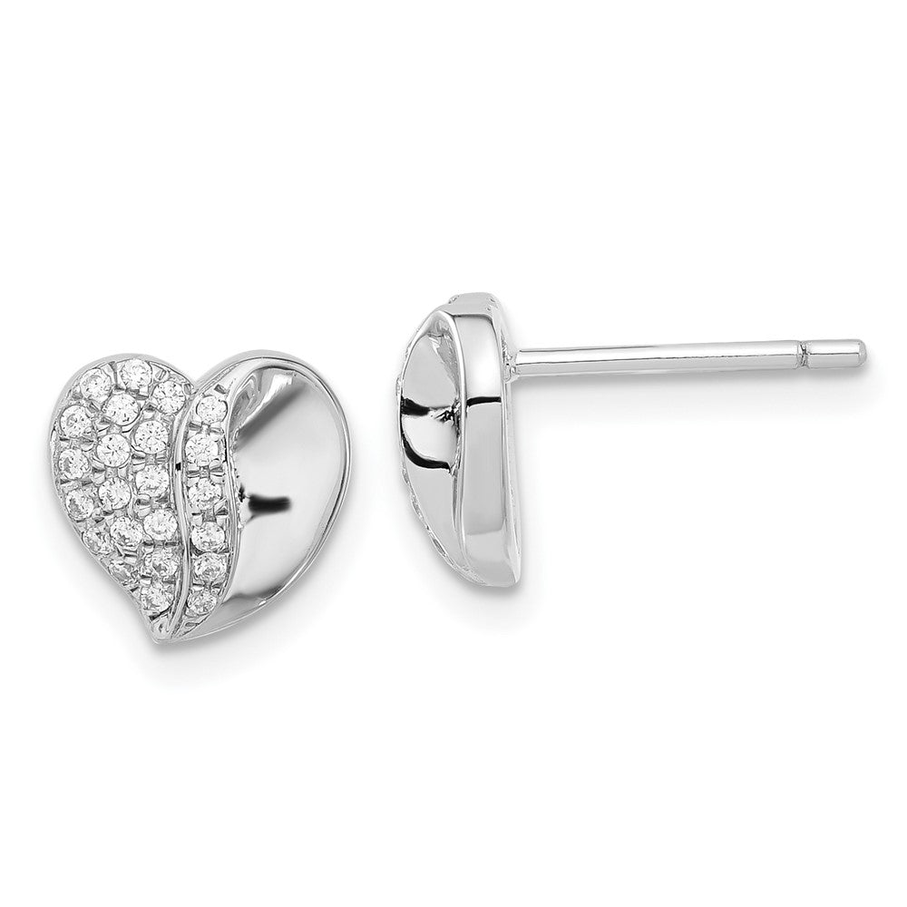 Brilliant Embers Sterling Silver CZ Heart Post Earrings, 9.5 x 9.5 mm