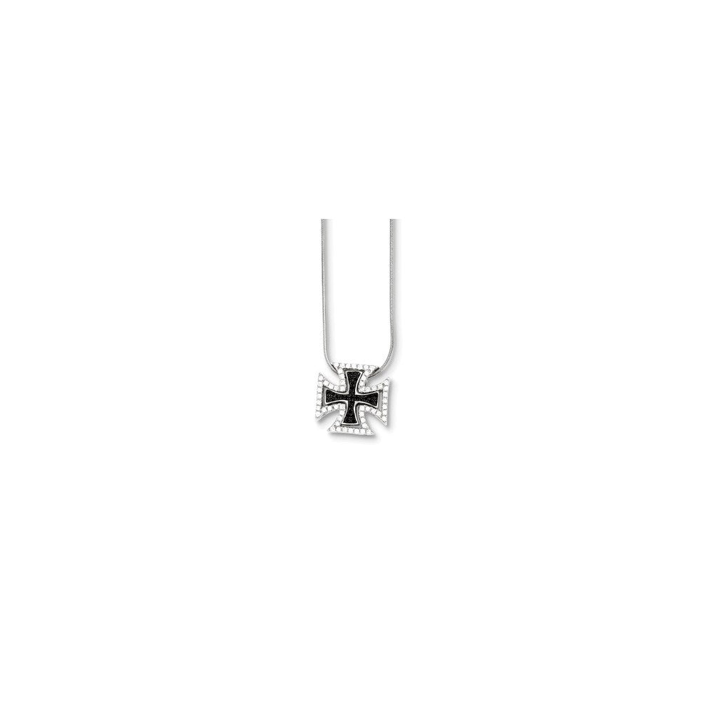 Sterling Silver & CZ Crosses Necklace, 18 mm