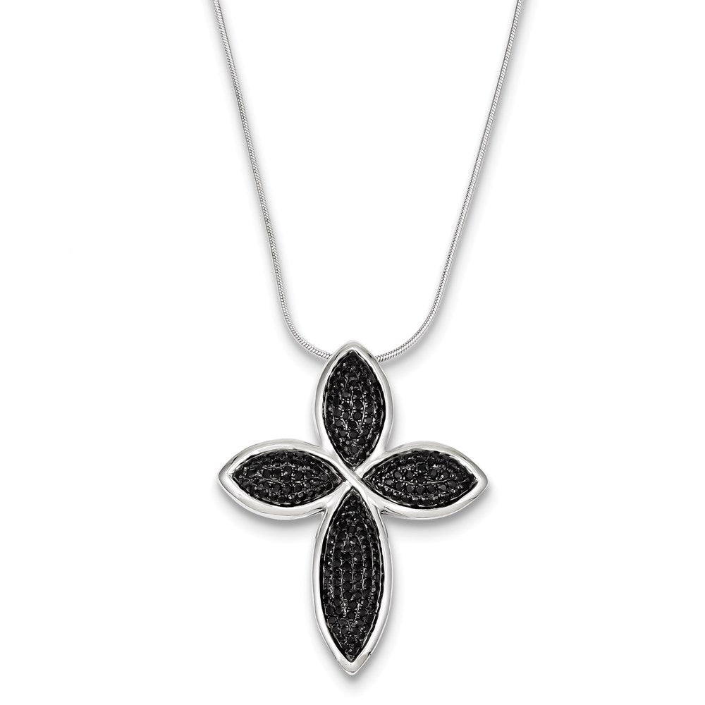 Sterling Silver & CZ Cross Necklace, 18 mm