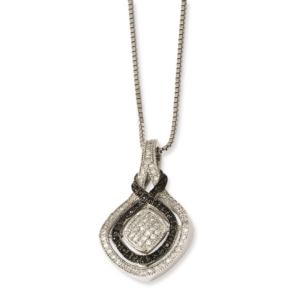 SS Rhodium-Plated CZ True Fire Necklace, 18 mm