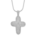 Sterling Silver & CZ Cross w/ 2in ext Necklace, 20 mm