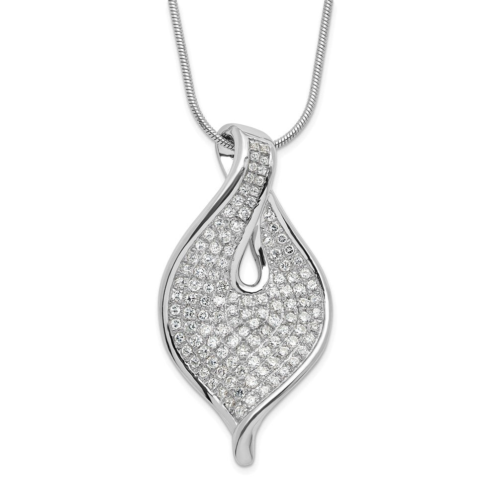 Sterling Silver Polished CZ w/ 2in ext Necklace, 20 mm