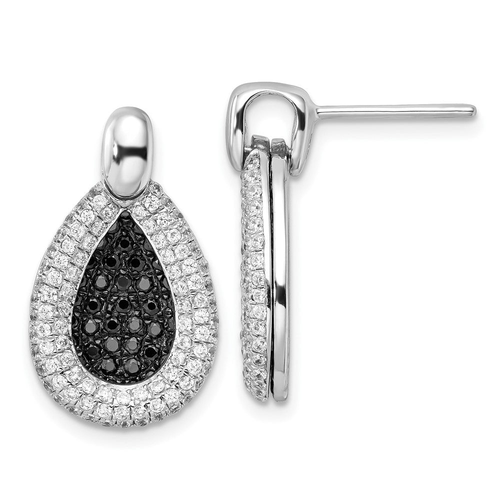 Sterling Silver & CZ True Fire Teardrop Post Earrings, 21.6 x 12.8 mm