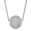 Sterling Silver & CZ Bead Brilliant Embers w/ 2in ext Necklace, 20 mm