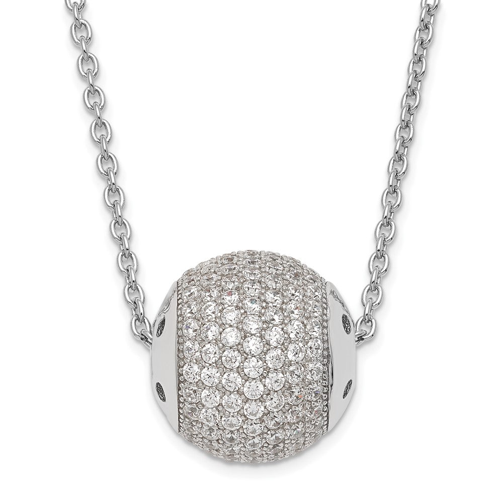 Sterling Silver & CZ Bead Brilliant Embers w/ 2in ext Necklace, 20 mm