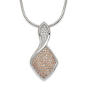 Sterling Silver Champagne & Clear CZ Brilliant Embers w/ 2in ext Necklace, 20 mm