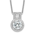 Brilliant Embers Sterling Silver Rhodium-plated 39 Stone 18 inch Micro Pav‚ Halo CZ Necklace with 2 Inch Extender, 20 x 12 mm