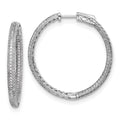 Sterling Shimmer Sterling Silver Rhodium-plated 400 Stone Pav‚ 1.1mm CZ In and Out Round Hinged Hoop Earrings, 37.75 x 36.5 mm
