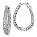 Sterling Shimmer Sterling Silver Rhodium-plated 242 Stone Pav‚ 1.2mm-1.5mm CZ In and Out Teardrop Hinged Hoop Earrings, 33 x 25 mm