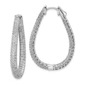 Sterling Shimmer Sterling Silver Rhodium-plated 308 Stone Pav‚ 1.2mm-1.5mm CZ In and Out Teardrop Hinged Hoop Earrings, 41 x 29 mm